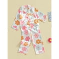 thumbnail image 4 of Toddler Girls Spring Pajamas, Flower Print Long Sleeve Lapel Button Closure Tops + Elastic Waist Pants Sleepwear, 1-5Years, 4 of 9