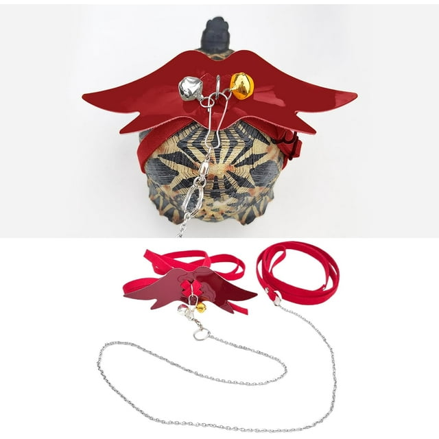 YISITIAN Turtle Harness and Leash Set with Wings - Adjustable Pet Tortoise Walking Rope for Outdoor Training Small Animal Supplies Reptile Bearded Dragon (Large,Red) CJ919-107638