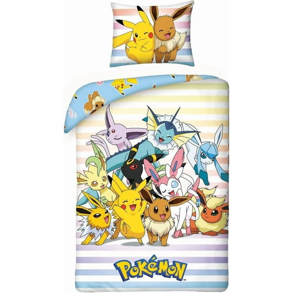 Pokémon Characters Single Cotton Duvet Cover Set - European Size