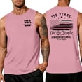 thumbnail image 2 of Men's Freedom Patriotic Tank Top with USA Flag Graphic and Sleeveless Design Featuring Double-Sided Print for Independence Day 2026 Memorial Day Gym Workouts Beach Days Pink XXXL, 2 of 5