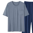 thumbnail image 2 of Summer Pajamas for Men 2 Piece Pant Sets Soft Cotton Comfortable Pjs Sleepwear Pockets Home Suits Loose Fit, 2 of 7