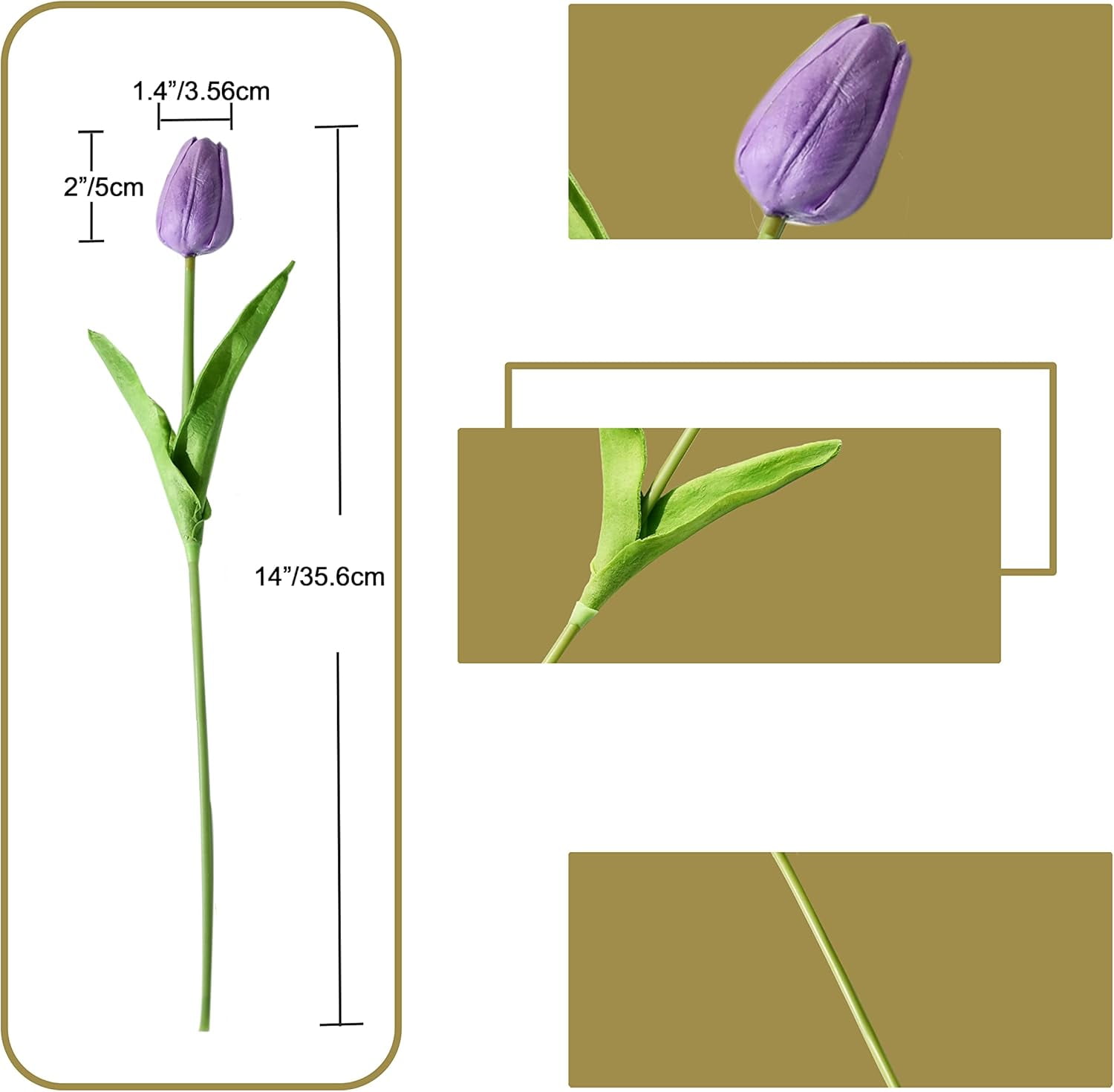 10pcs Light Purple Artificial Tulip Flowers with Soft Latex Materials for Home & Kitchen Decoration