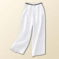 thumbnail image 3 of Dpytoraw Retro Embroidered Linen Wide Leg Pants For Women Summer Casual Trousers With Comfortable Draping Style Women's Casual Pants With Pockets White L, 3 of 5