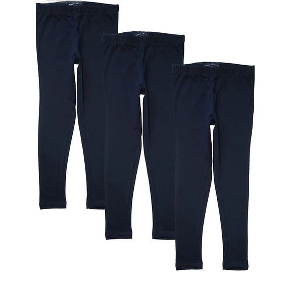 French Toast Girls'School Uniform Basic Solid Leggings 3-Pack (Size-4) Navy