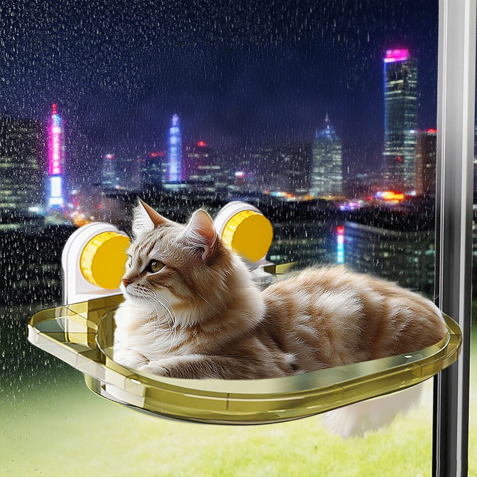 FEISHENTT Cat Window Bed - Transparent Window Hammock, Safety Cat Shelves for Small Cats, Transparent Cat Perch, Suction Cups, Space Saving Cat Seat