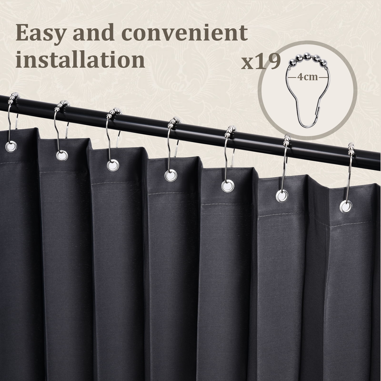 DONGPAI Extra Large Room Divider Curtain, Indoor/Outdoor Multifunctional Vertical Drapes with Hooks Waterproof Shower Curtain for Living Room Bedroom Bathroom, 100"x 84", Dark Gray, 1 Panel