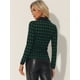 thumbnail image 3 of INSPIRE CHIC Blusa clásica a cuadros con botones y cuello de manga larga para mujer Verde S, 3 of 5