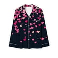 thumbnail image 6 of Levmjia Womens Pajama Set Lapel Long Sleeve Valentine Printed Pants Sleepwear 2 Piece Pajamas Cozy Set Soft Warm Pajamas Home Sleep Comfort Daily Wear, 6 of 8