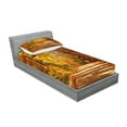thumbnail image 2 of Ambesonne Fall Fitted Sheet & Pillow Sham Set, Scenic Outdoors Empty Road, Twin, Redwood Yellow Orange, 2 of 2