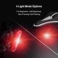 thumbnail image 4 of Luz trasera LED recargable por USB para bicicleta, paquete de 2, linterna de seguridad para bicicleta trasera brillante, batería de litio de 330mah, 4 opciones de modo de luz, 4 of 7