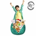 thumbnail image 3 of Monstera Leaf Storage Toy Bag Chair, Tropical Botany Pinnate Leaves Hipster Jungle Style Print, Stuffed Animal Organizer Washable Bag, Large Size, Dark Seafoam Dark Teal, by Ambesonne, 3 of 3