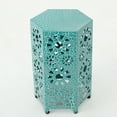 thumbnail image 3 of GDF Studio Wembaum Indoor 12 inch Sunburst Iron Side Table, Crackle Teal, 3 of 5