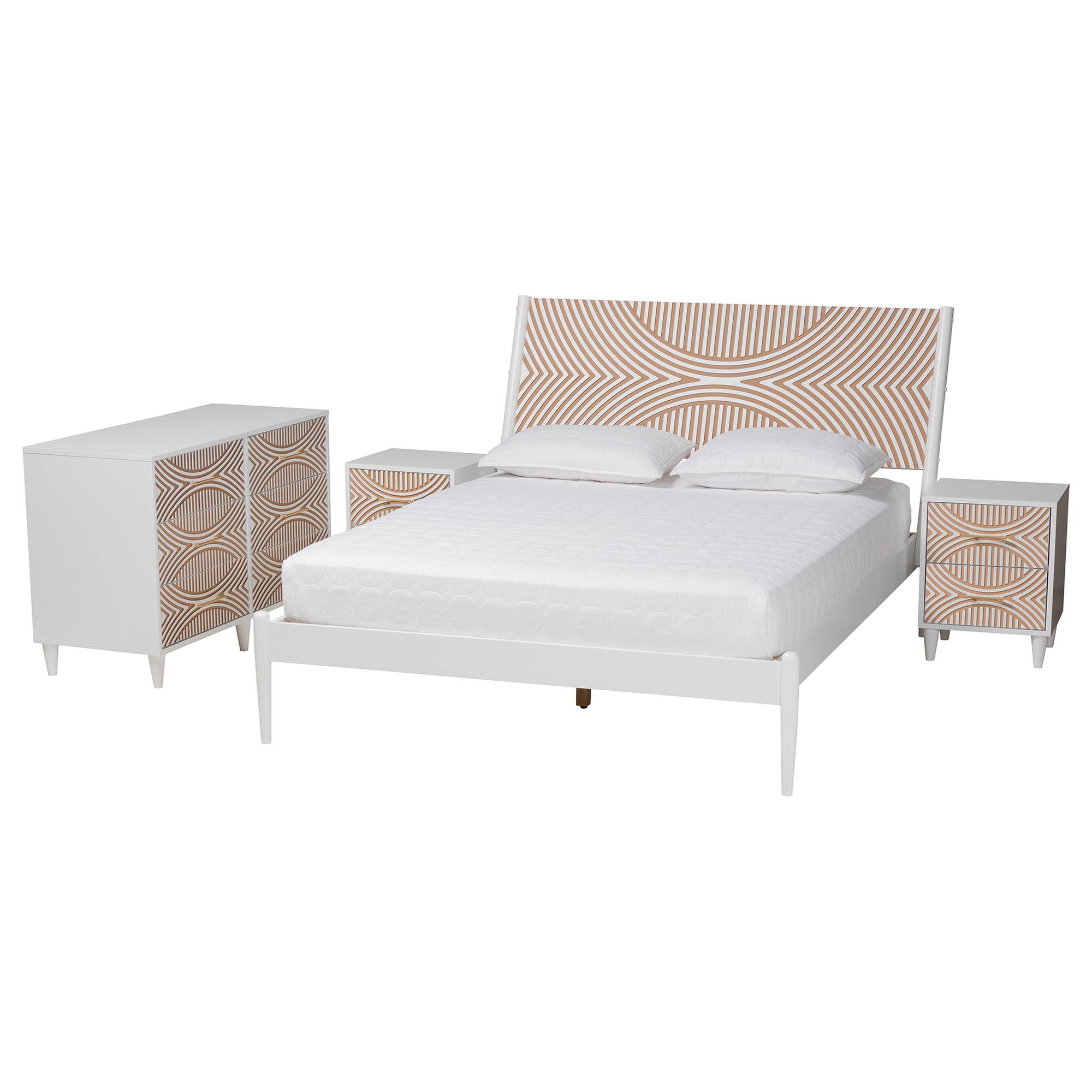 Baxton Studio Louetta Coastal Bedroom Set, Queen, White