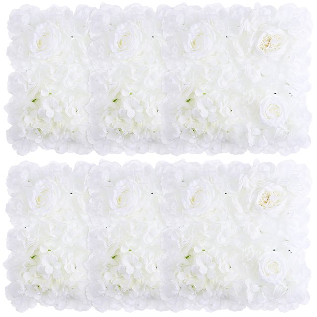 6 piezas de flores artificiales para decoración de pared, simulación de flores artificiales para boda, fondo de boda, panel floral de pared DIY.