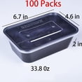 thumbnail image 2 of Meal Prep Containers 100Pack 33.8 OZ,Single Compartment with Lids,Plastic Lunch Box Food Box Container With Lid,Mostly Used For Takeaway,Disposable Lunch Boxes. (Black,33.8 OZ 100Pack), 2 of 7