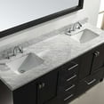 thumbnail image 2 of Caroline Avenue 72" Double Bath Vanity in Gray with White Marble Top and Square Sinks with Brushed Nickel Faucets with Matching Mirror, 2 of 5
