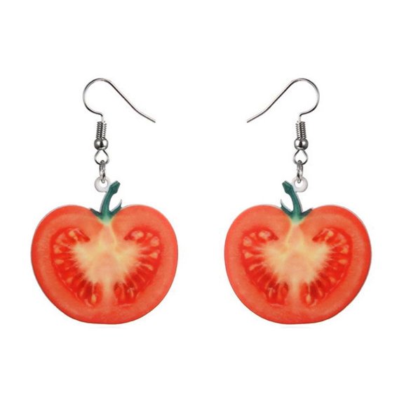 HHBEAUTY Creative Cute Simulation Fruits Dangle Drop Earrings, Lightweight Hypoallergenic Spring Summer Fashion Jewelry Gift, Tamato Dangle Drop Earrings
