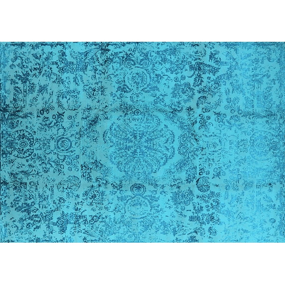 Ahgly Company Indoor Rectangle Oriental Light Blue Industrial Area Rugs, 2' x 4'