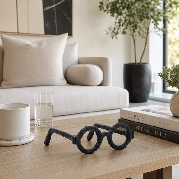 Decorative Glasses Sculpture for Home Decor - Bathroom, Desk and Office Decor Object - Living Room Decor Ornament - Shelf Styling and Coffee Table Statues - Sculpture for Unique Spaces - 3" Black