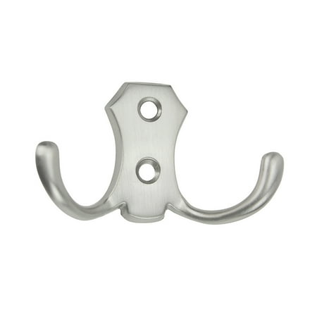

GeweYeeliWall Mounted Hook Bathroom Bedroom Double-hook Design Robe Cap Hat Alloy Hanger Clothes Holder Brushed Silver