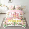thumbnail image 2 of Erosebridal Cartoon Castle Bed in a Bag Queen size, Rainbow Flower Bed Set, Princess Style Decor, Reversible 7pcs, 2 of 5