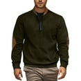 thumbnail image 3 of Chiccall Men's Corduroy Sweatshirts Vintage Textured Pullover Quarter Zip Stand Collar Patchwork Sweatshirts, 3 of 7