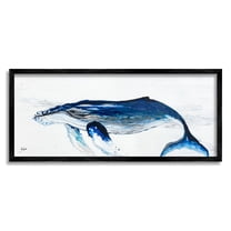 Stupell Industries Vivid Blue Whale Swimming Marine Animal Sea Life Graphic Art Black Framed Art Print Wall Art, Design by Stacy Gresell