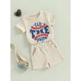 thumbnail image 2 of Toddler Baby Boy Girl Baseball Outfit Summer Short Sleeve Embroidery T Shirt Tops and Shorts Set Cute Waffle Clothes, 2 of 7