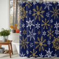 thumbnail image 4 of Christmas Yellow Snowflake Shower Curtain, Winter Xmas Blue Simple Waterproof Fabric Shower Curtains with 12 Hooks, Bathroom Curtain Set for Bathroom Accessories Decor, 72 x 84 Inches, 4 of 9