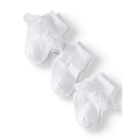 Jeffries Socks Eyelet Lace Trim Turn-cuff Socks, 3-Pack (Baby Girls & Toddler (Best Shocks For 2500hd 4x4)