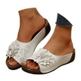 thumbnail image 3 of IUJSOY Womens Sandals Boho Flower Slide Sandals Comfortable Wedges Heels Casual Summer Slippers, 3 of 8