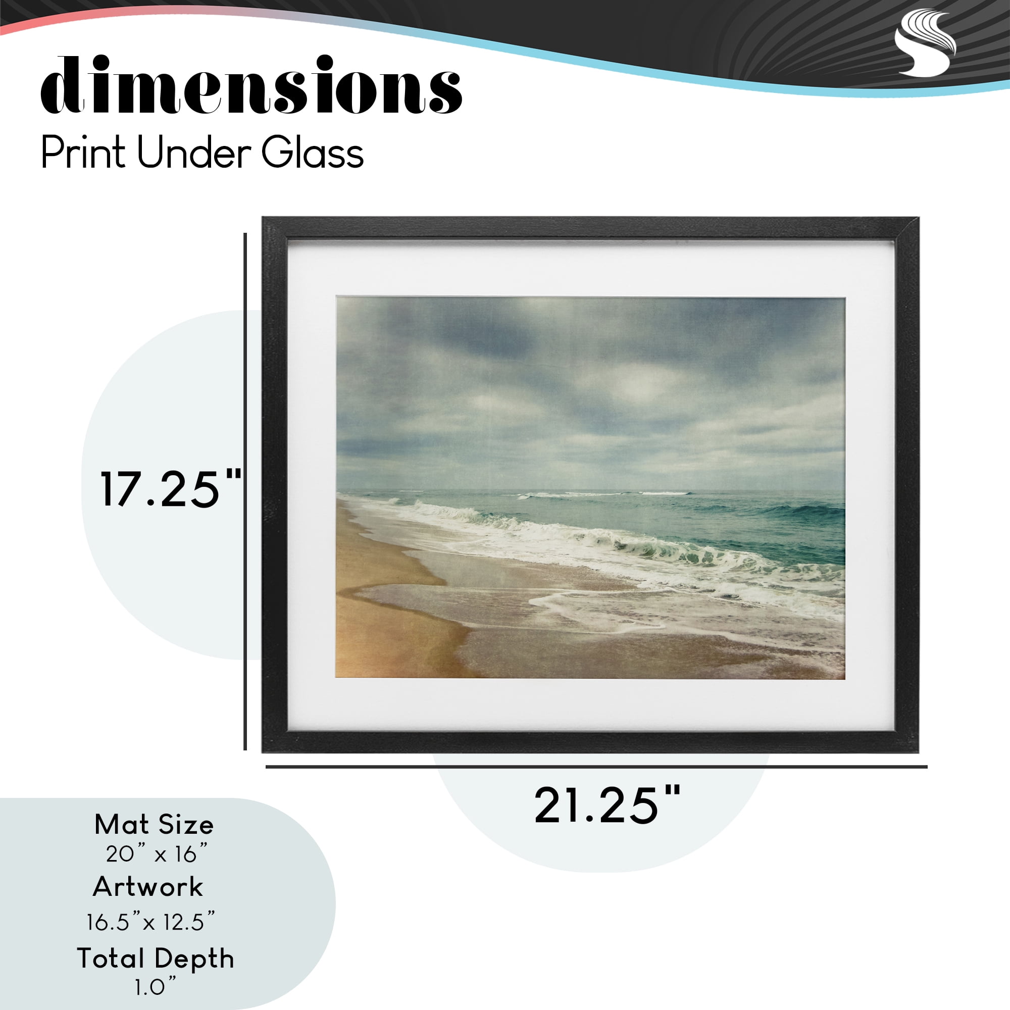Stupell Industries Tranquil Waves Along Sandy Coast Black Framed Print Under Glass, design by Dirk Wüstenhagen