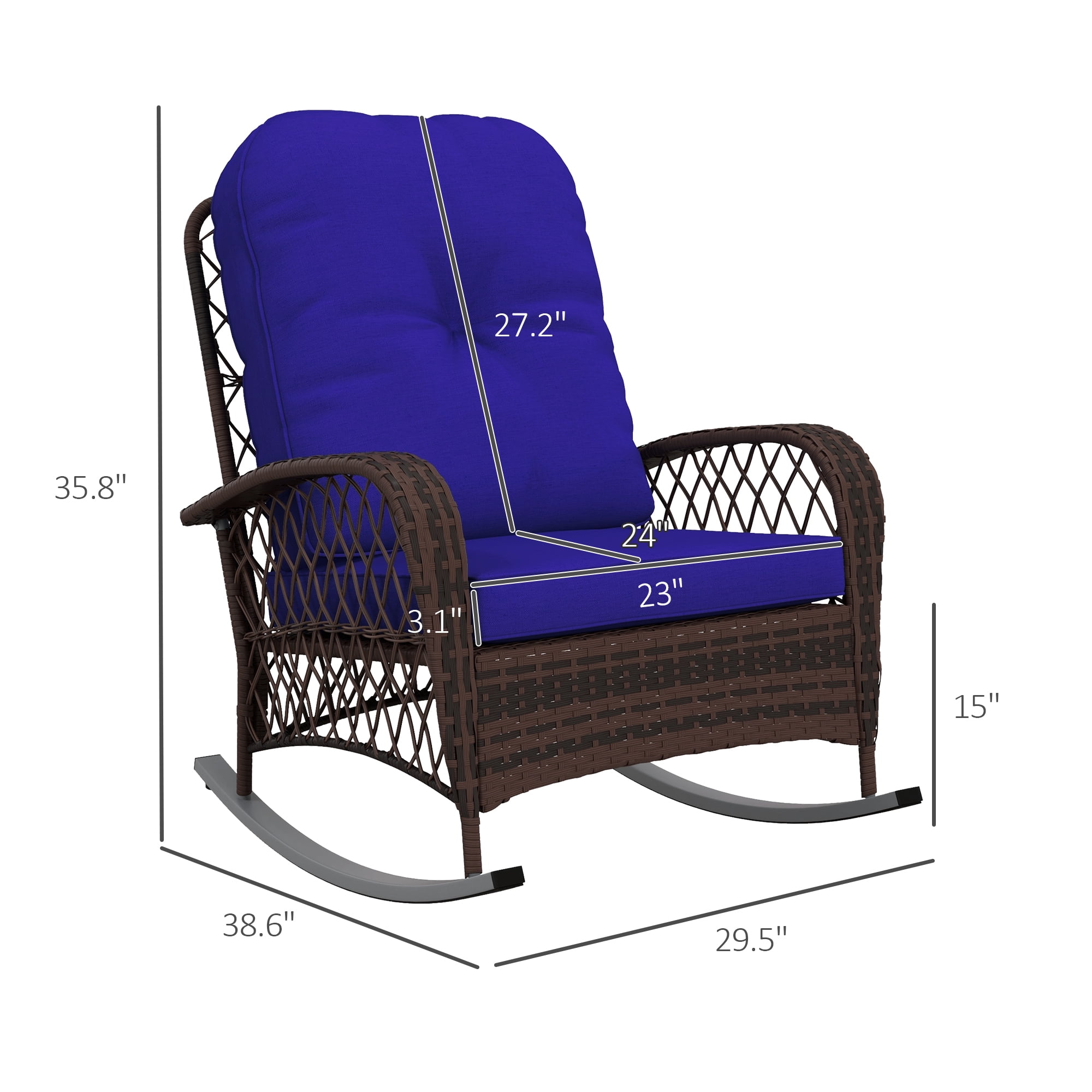 Coussin Chaise Exterieur W WARMHOL Outdoor Wicker Rocking Chair