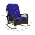 thumbnail image 3 of Outsunny Outdoor Wicker Rocking Chair Wide Cushion, Steel Frame, Blue, 3 of 10