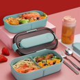 thumbnail image 5 of Jinsinto 3 Compartment Lunch Box and Cutlery, Leakproof Bento Box, Bento Box with Cutlery, Food Containers with Spoon Fork, Suitable for Take Out (Blue), 5 of 5