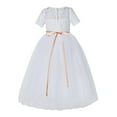 thumbnail image 2 of Ekidsbridal White Floral Lace Tulle Flower Girl Dresses Christening Gown for Church Toddlers LG2R4 4, 2 of 3