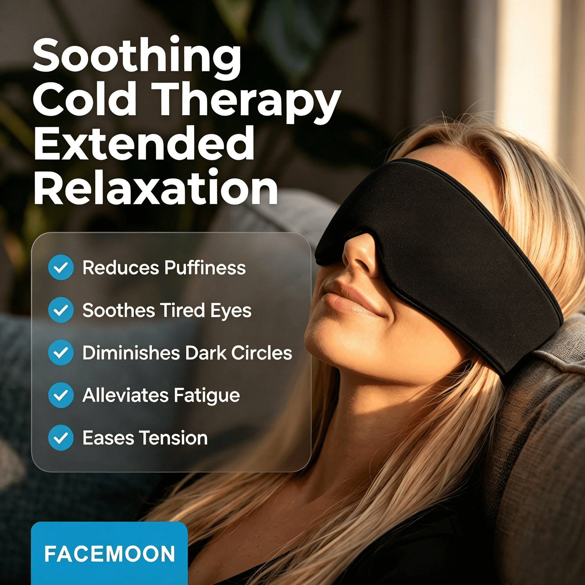 FACEMOON Comfort Cooling Eye Mask Weighted Design for Dark Circles Puffy Eyes Sleep Relaxation
