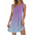 thumbnail image 5 of GXIPO Swim Dress for Women Swimwear Hollow Out Sleeveless Bathing Suit Cover Up Bikini Beach Cover Up Casual Loose Tie Dye Sundress Womens Summer Dresses with Pockets Light Purple XL, 5 of 9