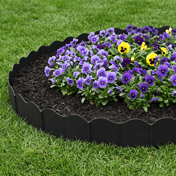 Garden Fence Edging 10-Pack, Interlocking Decorative Border for Flower Beds, Lawn & Yard, Easy No-Tool Installation Flexible Plastic Landscape Edging