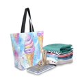 thumbnail image 2 of FORMRS Womens Canvas Tote Bag with Zipper Inner Pocket Shoulder Handbag, Watercolor Ice Cream Pattern, 2 of 7