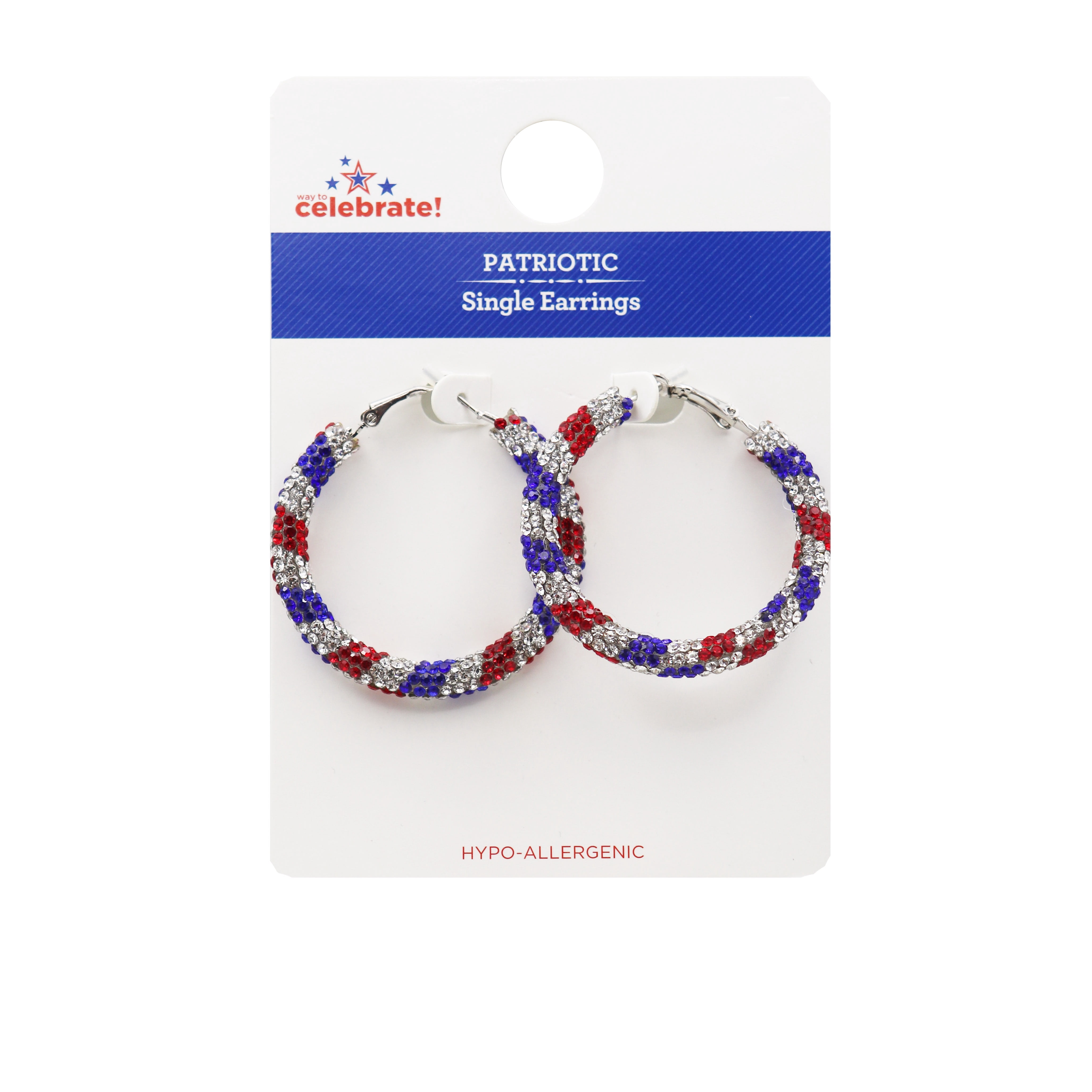 Way to Celebrate Americana Rhinestone Hoop Earring, 1 Pair
