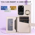 thumbnail image 3 of Phone Case for Samsung Galaxy S20 Ultra 5G Wallet Cover with Screen Protector and Ring Stand Credit Card Holder Slot Crossbody Strap Cell S20ultra 20S S 20 A20 S2O 20ultra G5 Women Girls Men Beige, 3 of 7