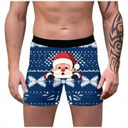 FhsagQ Underwear Mens Underwear Boxers Black Comfortsoft Mens Christmas Underwear Printed Breathable and Comfortable Inner Mid Rise With Waist Underwea Features Blue L