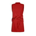thumbnail image 4 of Shorts Sets Women 2 Piece Outfits Save on 2 Piece Skirt Sets for Women Summer Vacation Outfits Solid Drawstring Elastic Waist Tennis Skirt Mock Neck Tank Tops Matching Set New Red M, 4 of 8