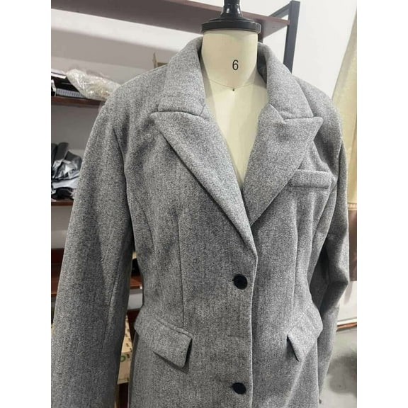 Elegant Long Coat with Structured Design (S, Grey)