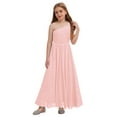 thumbnail image 3 of Mufeng Robes de Demoiselle d'Honneur Junior en Chiffon à une Épaule pour Filles, Robe de Mariage Sans Manches Froncée, Rose 14, 3 of 7