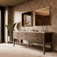 thumbnail image 2 of Norwalk 84 in W x 22 in D Brown Oak Double Bath Vanity, Carrara Marble Top, and Faucet Set, 2 of 9