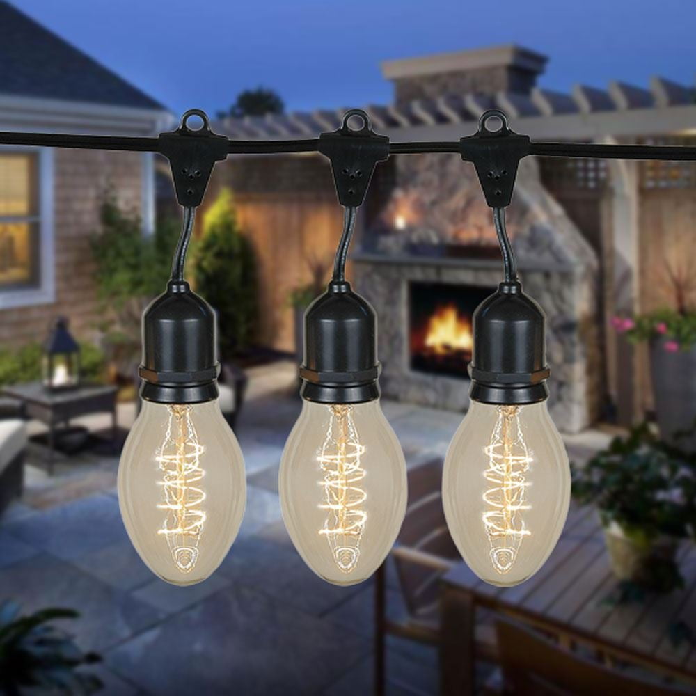 48 Foot S14 Edison Outdoor String Lights - Suspended - Commercial Grade