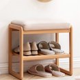 thumbnail image 7 of Wooden Shoe Rack with Upholstered Cushion Seat, Small Storage Bench Fitting Stool for Entryway Hallway Bedroom End of Bed Living Room Mudroom Indoor Organizer, 23.62x 11.81x16.54inch, 7 of 7