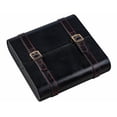 thumbnail image 2 of Augustus Travel Cigar Humidor - Black Leather w/Gold Buckles & Red Stitching - Capacity: 20, 2 of 7